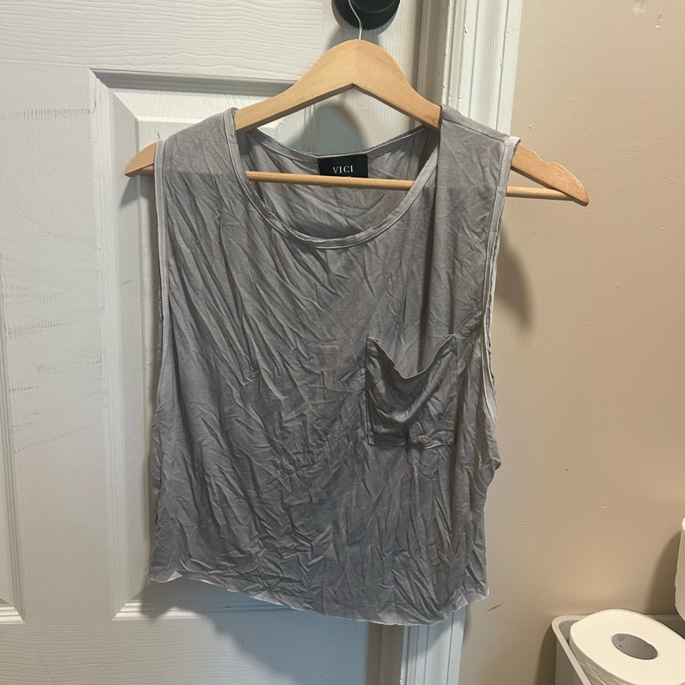 Vici Charcoal Sleeveless Muscle Tee
